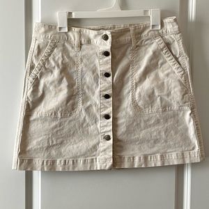 J. Crew | White Denim Button Front Skirt